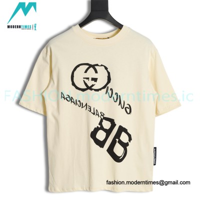 Gucci - Balenciaga Double G-B Print Short Sleeve T-shirt